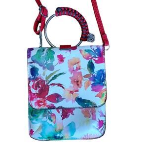 Carlos Santana Rose Floral Slim Flap Mini Crossbody Clutch Bangle Bag Purse